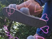 Dangling my house slippers on my toes. 4/16