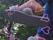 Dangling my house slippers on my toes. 9/16