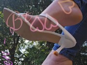 Dangling your favorite white slipper heels on my toes. 11/16