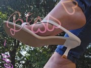 Dangling your favorite white slipper heels on my toes. 5/16