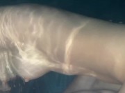 My neighbor came to fuck me in the pool and creampie in the pussy under the shower 6/16