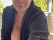 BBW step mom MILF 420 smoking fetish masturbating outside on porch in robe 12/16