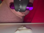 Masturbating and cuming using cock ring vibrator