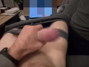 TEASER: ✊🏻💦 jerking while watching a girl grinding on a pillow and moaning - fucking HOT! 7/16