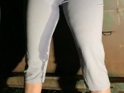 Babe drenches her yoga pants behind dumpster 11/16