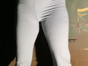 Babe drenches her yoga pants behind dumpster 2/16