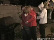 Spit roasted coed teen whore gets her pussy drilled 6/16