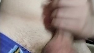 Guy masturbating in an other room while friends are in the other room Big cumshot