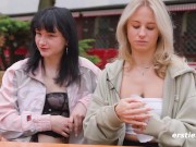 Ersties - Lesbische Leckspiele mit Sprühsahne und Erdbeeren 8/16