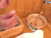 Cheating Sluts Sapphire & Sara Lick and Finger Each Other In Sauna - LETSDOEIT 4/16