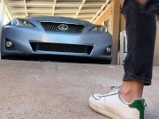 Piss Slut pissing by her front porch!! 2/16