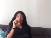 hot girl masturbates with her dildo until she reaches orgasm. 1/16