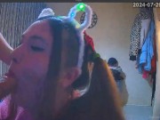 BBW Cheating Blowjob Nearly Caught (boyfriend knocks on) 13/16