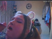 BBW Cheating Blowjob Nearly Caught (boyfriend knocks on) 16/16