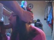 BBW Cheating Blowjob Nearly Caught (boyfriend knocks on) 4/16