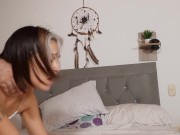 My girlfriend lets her pussy be filled with milk on all fours 3/16