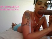 BLUE PANTY EBONY COSPLAY BLOW JOB BIG DICK BBC FACIAL CUM SHOT CUMFACE 11/16