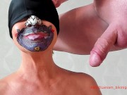 Milf deepthroat blowjob cum in mouth swallow . 11/16