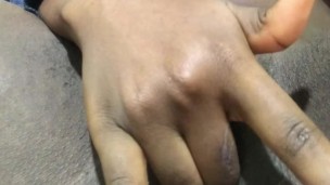 Horny black babe solo masturbation