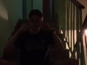 Naked masturbation in the stairwell 1/16
