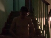 Naked masturbation in the stairwell 3/16