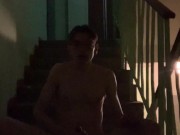 Naked masturbation in the stairwell 6/16