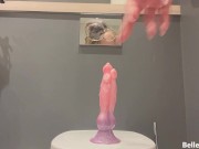 Secretly STRETCHING AND Fucking my TIGHT PUSSY IN my PARENTS BATHROOM 1/16