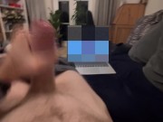 Mr NSX wanking to pillow humping porn. Big had cock jerked off to cumshot on stomach 10/16