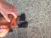 My hot neighbor gives my cock a blowjob