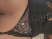 milf wears black lingerie and lets the young man cum inside her ass 2/16