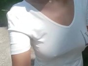 bouncing boobs while running I flash my boobs 8/16