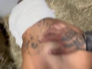 Hot blonde gets used on a hay stack 12/16