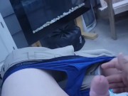 Outdoor male masturbating and moaning 13/16