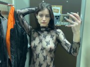 Try On Haul - I got horny as I tried on see-through clothes in the fitting room! 15/16
