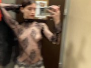 Try On Haul - I got horny as I tried on see-through clothes in the fitting room! 3/16