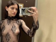 Try On Haul - I got horny as I tried on see-through clothes in the fitting room! 4/16