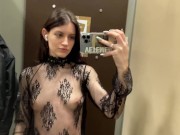 Try On Haul - I got horny as I tried on see-through clothes in the fitting room! 5/16