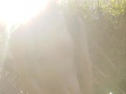 野外脱衣→全裸散歩　明るくなり始めた早朝に脱いだ服をリュックに詰めてのんびり風を感じてきた 9/16