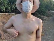 野外全裸オナニー　早朝の全裸散歩に興奮して我慢できなくなったので、途中の道でオナニーし始めた変態露出狂 16/16