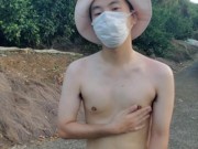 野外全裸オナニー　早朝の全裸散歩に興奮して我慢できなくなったので、途中の道でオナニーし始めた変態露出狂 4/16