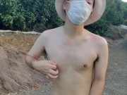 野外全裸オナニー　早朝の全裸散歩に興奮して我慢できなくなったので、途中の道でオナニーし始めた変態露出狂 5/16