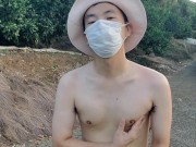 野外全裸オナニー　早朝の全裸散歩に興奮して我慢できなくなったので、途中の道でオナニーし始めた変態露出狂 6/16