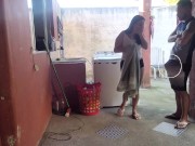 My wife left and the maid couldn't resist my erect dick 16/16