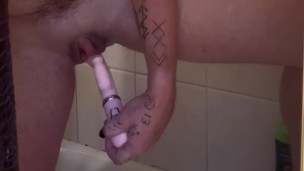 Playing with my toy in the shower
