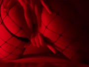 Girl in fishnet tights masturbates with fingers and brings herself to shaking orgasm 13/16