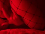 Girl in fishnet tights masturbates with fingers and brings herself to shaking orgasm 15/16