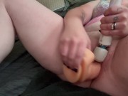 Filling my pussy with a thick dildo 7/16