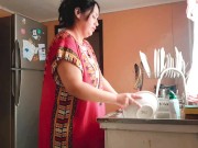 Stepson fucked his indian stepmom while she was cooking in the middle of the day 1/16