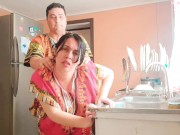 Stepson fucked his indian stepmom while she was cooking in the middle of the day 11/16