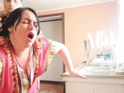 Stepson fucked his indian stepmom while she was cooking in the middle of the day 16/16
